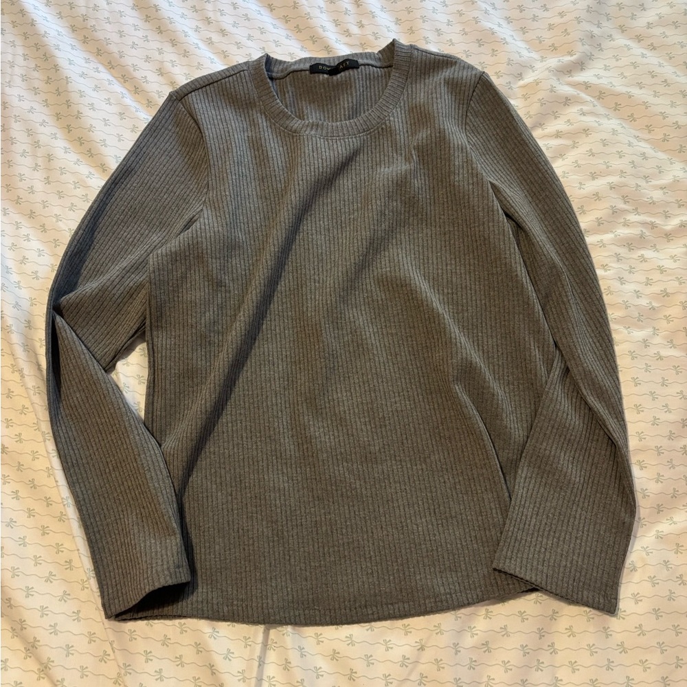 DownEast Heather Gray Ribbed Top